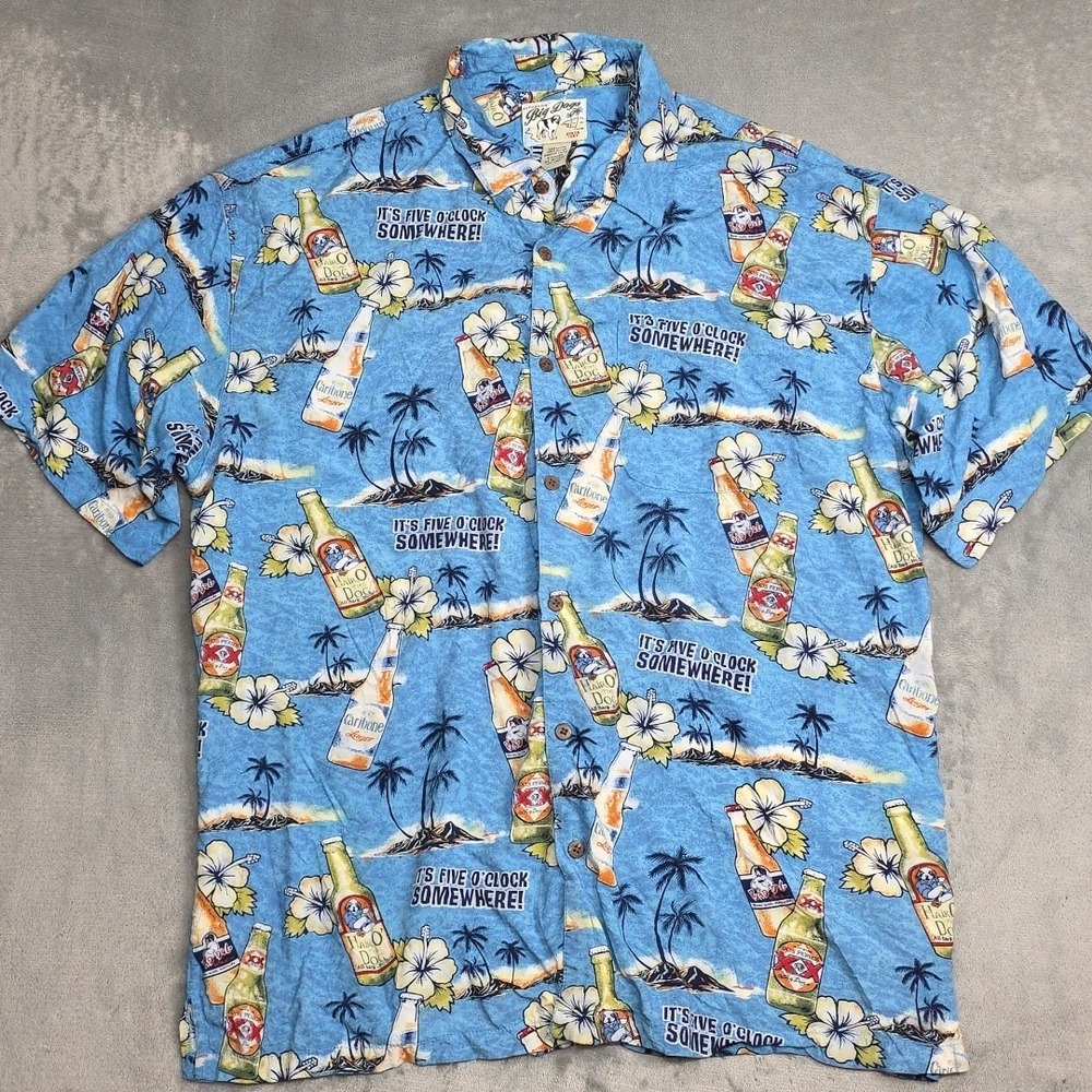 Authentic‎ Big Dogs Button Up Shirt Allover Print Men's Size L